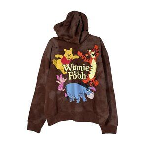Disney Winnie The Pooh Zip Up Hoodie Womens Medium Juniors Brown